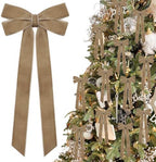 12Pcs Neutral Velvet Ribbon Bows Christmas Tree Decorations,5in x 10in Vintage Xmas Ornaments for Tree Home