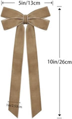 12Pcs Neutral Velvet Ribbon Bows Christmas Tree Decorations,5in x 10in Vintage Xmas Ornaments for Tree Home, alternate view 2