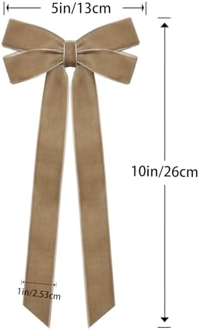 12Pcs Neutral Velvet Ribbon Bows Christmas Tree Decorations,5in x 10in Vintage Xmas Ornaments for Tree Home, alternate view 2