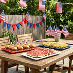 12Pcs Patriotic Plastic Serving Tray Red Blue White Rectangle Serving Dish 4th of July Dessert Display Tray, alternate view 6