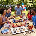 12Pcs Patriotic Plastic Serving Tray Red Blue White Rectangle Serving Dish 4th of July Dessert Display Tray, alternate view 7
