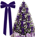 12Pcs Purple Velvet Ribbon Bows Christmas Tree Decorations,5in x 10in Xmas Ornaments for Tree Home Party Front