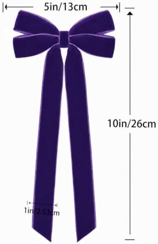 12Pcs Purple Velvet Ribbon Bows Christmas Tree Decorations,5in x 10in Xmas Ornaments for Tree Home Party Front, alternate