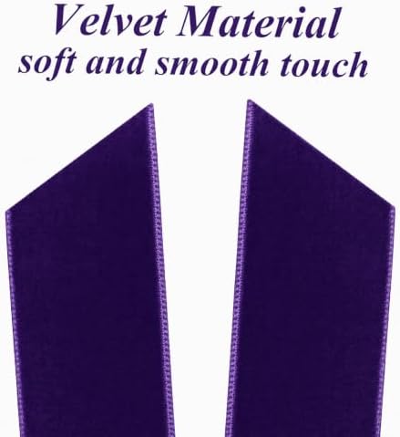 12Pcs Purple Velvet Ribbon Bows Christmas Tree Decorations,5in x 10in Xmas Ornaments for Tree Home Party Front, alternate