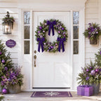 12Pcs Purple Velvet Ribbon Bows Christmas Tree Decorations,5in x 10in Xmas Ornaments for Tree Home Party Front, alternate