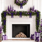 12Pcs Purple Velvet Ribbon Bows Christmas Tree Decorations,5in x 10in Xmas Ornaments for Tree Home Party Front, alternate