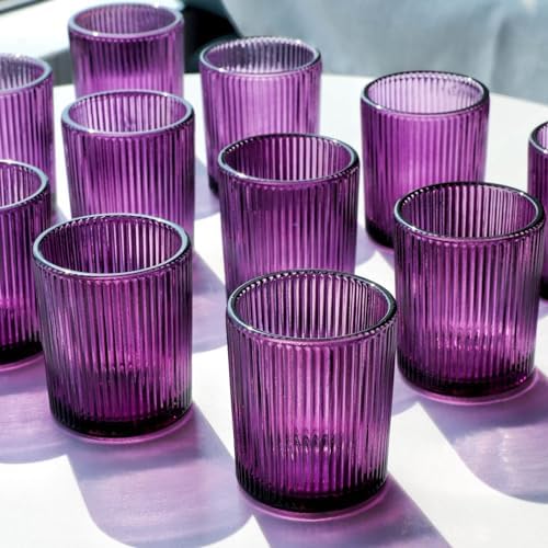 12pcs Purple Votive Candle Holders for Halloween Christmas Easter Deco in Purple
