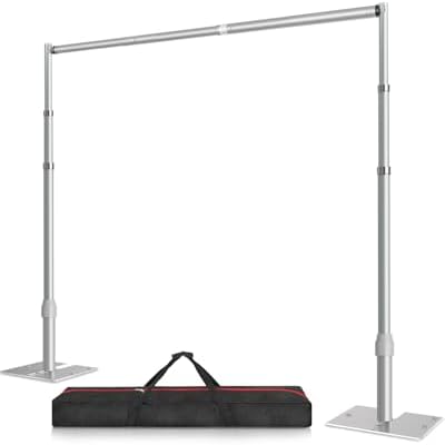 12x10 Pipe and Drape Stand Kit, Heavy Duty Backdrop Stand Adjustable, Sturdy Metal Back Drop Decoration Frame