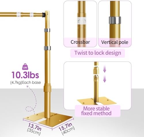12x10 Pipe and Drape Stand Kit, Heavy Duty Backdrop Stand Adjustable, Sturdy Metal Back Drop Decoration Frame, alternate view