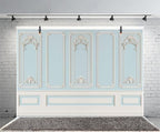 12x10ft Blue White Vintage Room Inside Backdrop European Frame Modern House French Castle Cementery Wall Retro, alternate