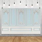 12x10ft Blue White Vintage Room Inside Backdrop European Frame Modern House French Castle Cementery Wall Retro, alternate