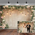12x10ft Country Wedding Photography Backdrop Floral Rustic Roses Farmhouse Wooden Door Backdrop Pink Flower
