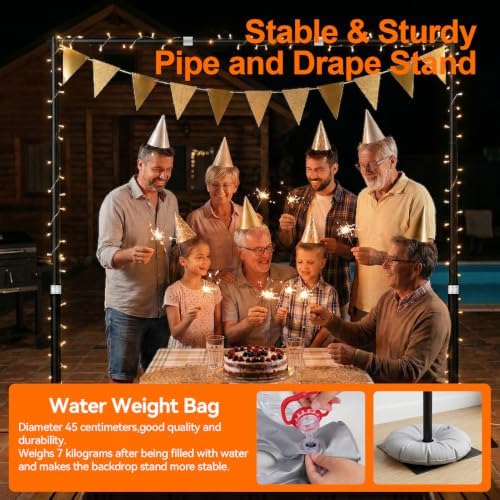 12x10ft Heavy Duty Backdrop Stand, Adjustable Pipe and Drape Stand in 12x10ft, alternate view 3