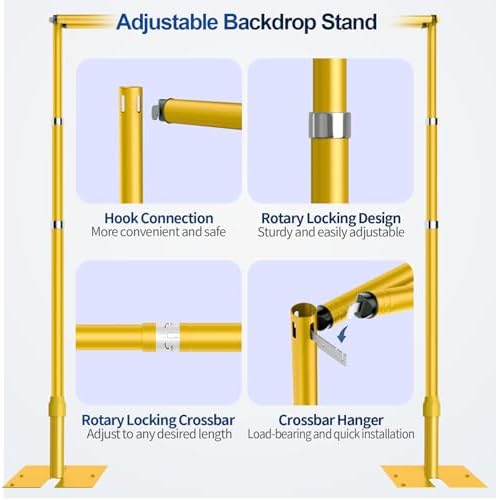 12x10ft Heavy Duty Backdrop Stand Double Crossbar Pipe and Drape in 12x10ft, alternate view 5