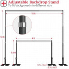12x10ft Heavy Duty Backdrop Stand Frame with Adjustable Pipe, Black in 12x10ft, alternate view 3