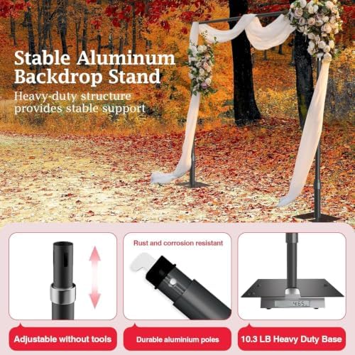 12x10ft Heavy Duty Backdrop Stand Frame with Adjustable Pipe, Black in 12x10ft, alternate view 5