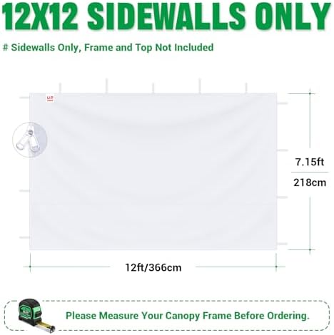 12x12 Canopy Sidewalls Only, White (3PCS, No Frame or Top), alternate view 2