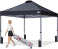 12x12 Durable Pop Up Canopy Tent with Roller Bag, Black in Black