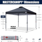 12x12 Durable Pop Up Canopy Tent with Roller Bag, Black in Black, alternate view 3