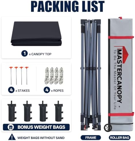12x12 Durable Pop Up Canopy Tent with Roller Bag, Black in Black, alternate view 6