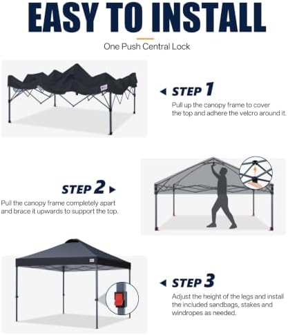 12x12 Durable Pop Up Canopy Tent with Roller Bag, Black in Black, alternate view 7
