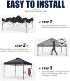 12x12 Durable Pop Up Canopy Tent with Roller Bag, Black in Black, alternate view 7