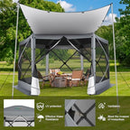 12x12 FT Pop Up Canopy Extendable Tent, Gazebos On Clearance With Removable Roof, Screened In Gazebo, Screen, alternate view