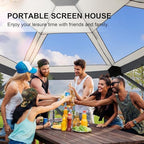 12x12 FT Pop Up Canopy Extendable Tent, Gazebos On Clearance With Removable Roof, Screened In Gazebo, Screen, alternate view