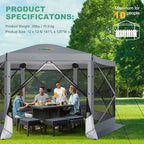 12x12 FT Pop Up Canopy Extendable Tent, Gazebos On Clearance With Removable Roof, Screened In Gazebo, Screen, alternate view