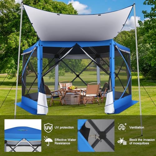 12x12 FT Pop Up Canopy Extendable Tent, Gazebos On Clearance with Removable Roof, Screened in Gazebo with, alternate view 2