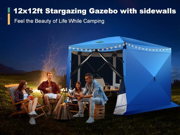 12x12 FT Pop Up Canopy Extendable Tent, Gazebos On Clearance with Removable Roof, Screened in Gazebo with, alternate view 6