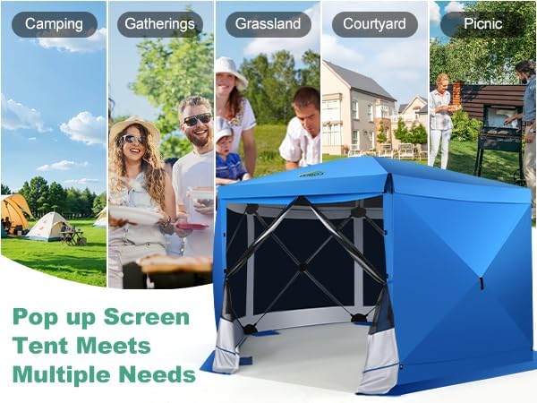 12x12 FT Pop Up Canopy Extendable Tent, Gazebos On Clearance with Removable Roof, Screened in Gazebo with, alternate view 7