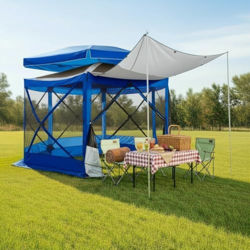 12x12 FT Pop Up Canopy Extendable Tent, Gazebos On Clearance With Removable Roof, Screened In Gazebo, Screen