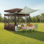 12x12 FT Pop Up Canopy Party Tent, Gazebos with Removable Roof, Brown in 12x12 FT in Brown