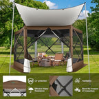 12x12 FT Pop Up Canopy Party Tent, Gazebos with Removable Roof, Brown in 12x12 FT in Brown, alternate view 2