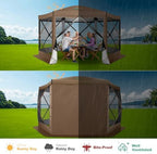 12x12 FT Pop Up Canopy Party Tent, Gazebos with Removable Roof, Brown in 12x12 FT in Brown, alternate view 4