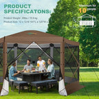 12x12 FT Pop Up Canopy Party Tent, Gazebos with Removable Roof, Brown in 12x12 FT in Brown, alternate view 6