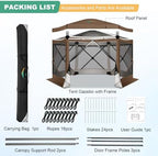 12x12 FT Pop Up Canopy Party Tent, Gazebos with Removable Roof, Brown in 12x12 FT in Brown, alternate view 7
