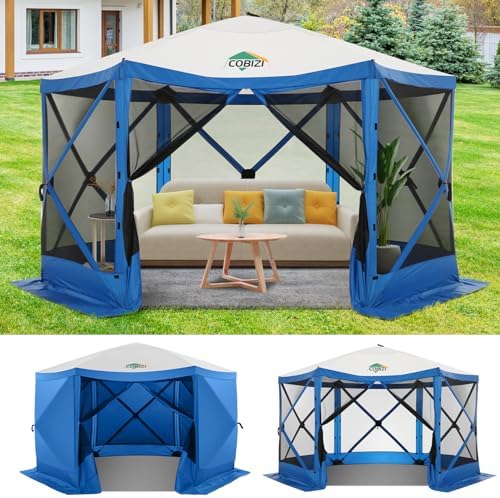 12x12 FT Pop Up Canopy Shelter Tent, Large Gazebos On Clearance with Sidewalls, Screened in Gazebo, Screen Tents