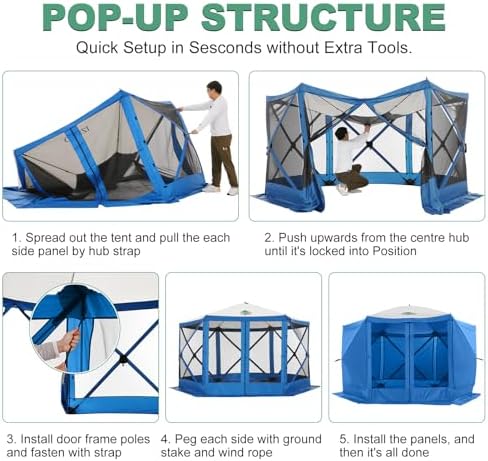 12x12 FT Pop Up Canopy Shelter Tent, Large Gazebos On Clearance with Sidewalls, Screened in Gazebo, Screen Tents, alternate