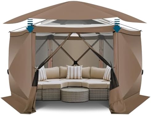 12x12 FT Pop Up Canopy Stargazing Tent, Gazebos On Clearance with Removable Roof, Screened in Gazebo, Screen