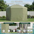 12x12 ft Pop-Up Canopy Tent, 6-Sided Gazebo with Detachable Top, Portable Camping Shelter with Mesh Windows, Pop, alternate