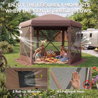12x12 ft Pop-Up Canopy Tent, 6-Sided Gazebo with Detachable Top, Portable Camping Shelter with Mesh Windows, Pop, alternate