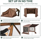 12x12 ft Pop-Up Canopy Tent, 6-Sided Gazebo with Detachable Top, Portable Camping Shelter with Mesh Windows, Pop, alternate