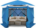 12x12 FT Pop Up Canopy Tent, Screened in Gazebo with sidewalls, Blue in 12x12 FT in Blue