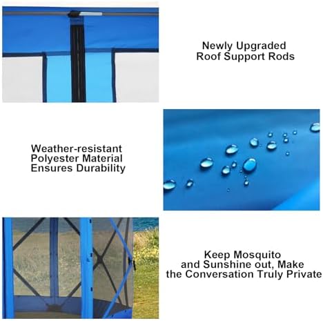 12x12 FT Pop Up Canopy Tent, Screened in Gazebo with sidewalls, Blue in 12x12 FT in Blue, alternate view 4