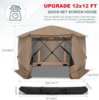 12x12 FT Pop Up Canopy Tent, Screened in Gazebo with sidewalls, Khaki in 12x12 FT in Khaki, alternate view 2