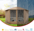 12x12 FT Pop Up Canopy Tent, Screened in Gazebo with sidewalls, Khaki in 12x12 FT in Khaki, alternate view 4