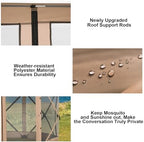 12x12 FT Pop Up Canopy Tent, Screened in Gazebo with sidewalls, Khaki in 12x12 FT in Khaki, alternate view 5