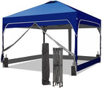 12x12 FT Pop Up Canopy Tent with One Push Setup, Setup Gazebo with 4 PVC Transparent Sidewalls, Easy Carry for